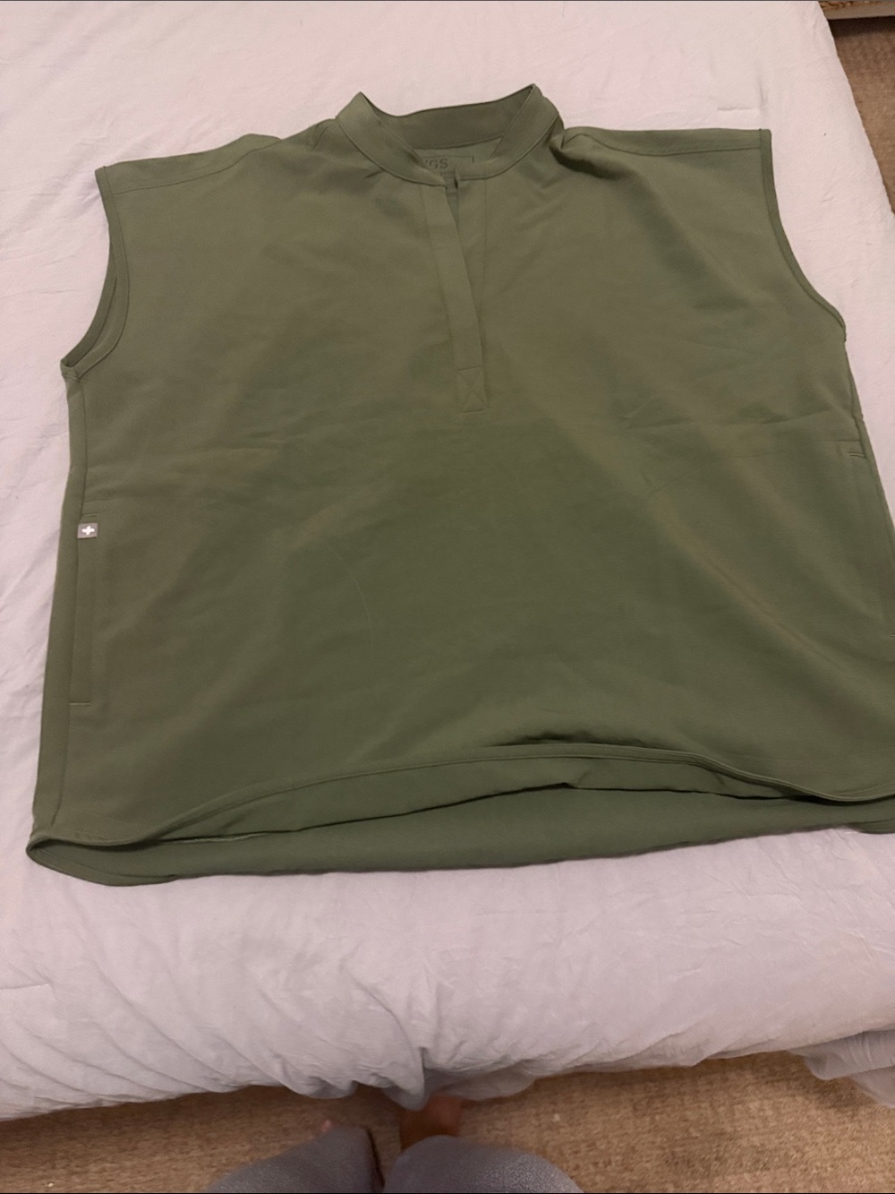 Sleeveless scrub  Olive Green Mock Neck Top